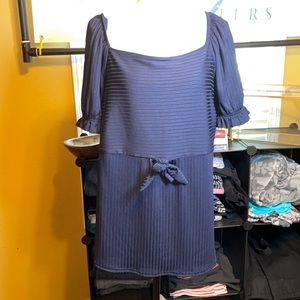 NWT Cato Plus Sportswear Top Blue Ribbed Sz 14 16W Desert Dream Stretchy Ruffle